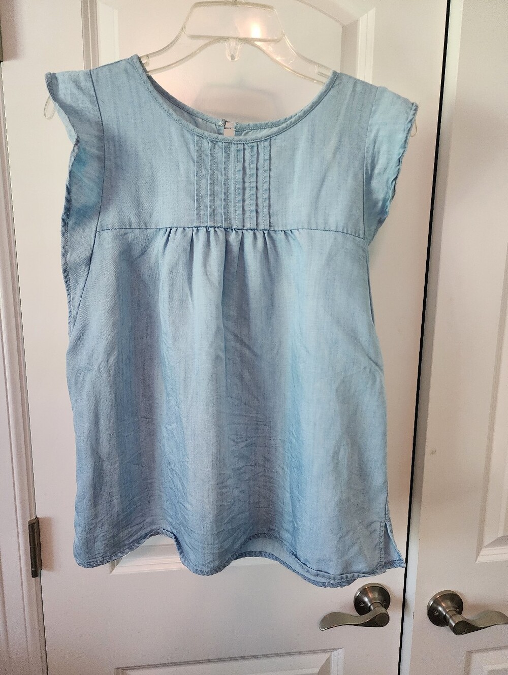 Loft Light Wash Chambray Sleeveless Top